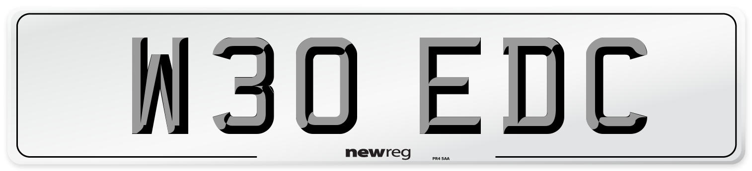 W30 EDC Number Plate from New Reg